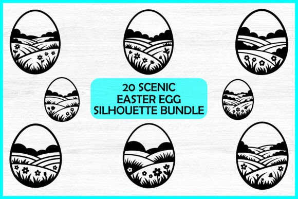 20 Scenic Easter Egg SVG Bundle