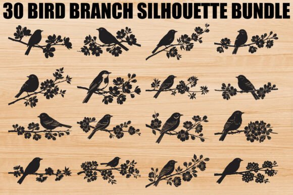 Bird Branch Silhouette Bundle: Graphics for Creative Design