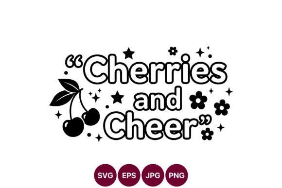 Cherries and Cheer Black White Vector