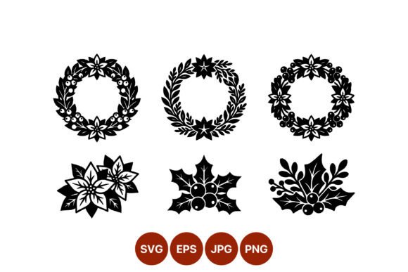 Christmas Wreaths and Holly Vector Graphics