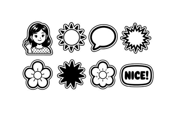 Comic Girl Peace Sign and Comic Icons