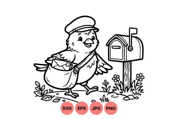 Cute Bird Mail Carrier Clipart: Graphics for Editorial Use