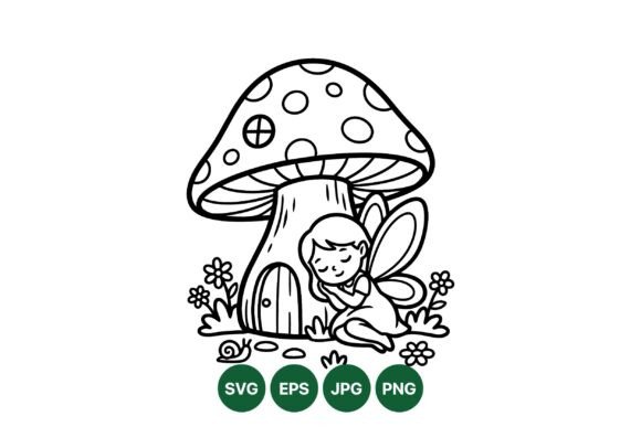 Cute Fairy Mushroom House SVG