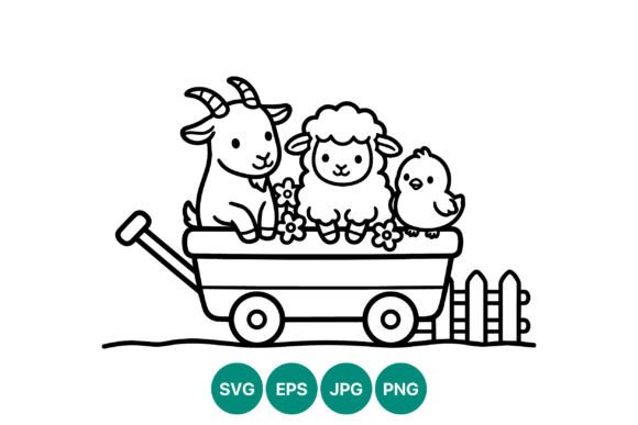 Cute Farm Animals Goat Lamb Chick Vector