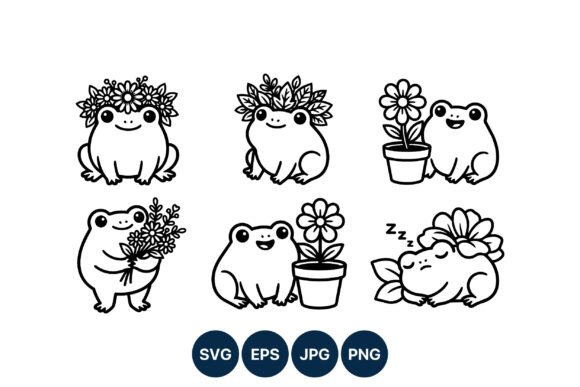 Cute Frog Flower Crown Vector Art
