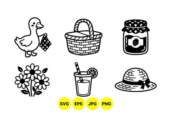 Cute Picnic Vector Clipart Set: Graphics & Illustrations