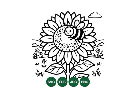 Cute Sunflower and Bee Clipart: Graphics for Playful Design