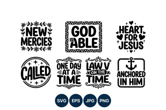 Faith Phrases Black White Vector Set: Graphics for Creative Design