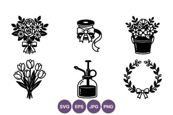 Flower Bouquet Ribbon Sprayer Vector Art