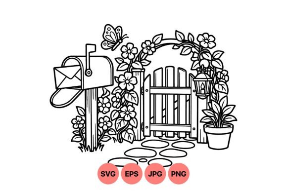 Garden Mailbox Gate Clipart: Graphics for Local Branding