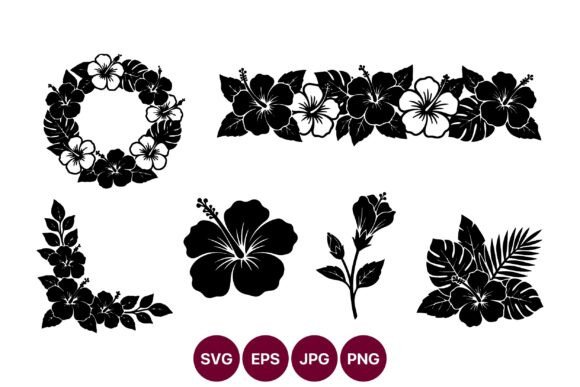 Hibiscus Borders: Graphics and Illustrations for Tropical Design