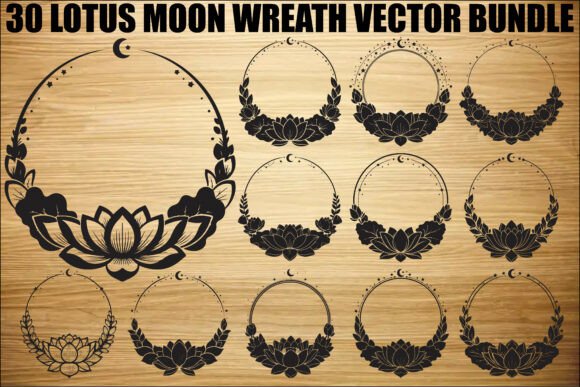 Lotus Moon Wreath SVG Bundle: Graphics for Creative Publishing