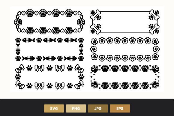 Pet Themed Black and White Border Frames