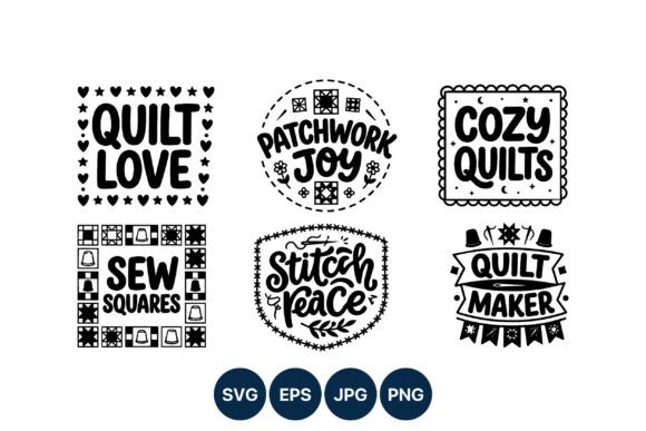Quilt Love Patchwork Quotes Vector: Graphics & Illustrations