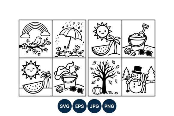 Seasonal Black and White Icons Spring to: Graphics for Creative Sellers