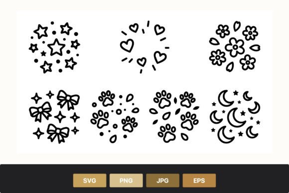 Star Hearts Flower Bows Paw Print Vector: Graphics and Illustrations for Creative Brands