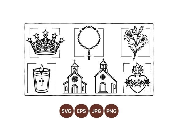 Vintage Sacred Religious Icons Graphics