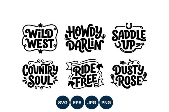 Wild West Black and White Sayings Vector: Graphics for Editorial Design